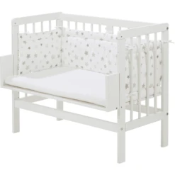 Alvi Protector Acolchado Cuna Colecho, Estrellas Gris Plata Exclusivo