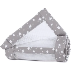 Babybay ® Nido De Malla Piqué Maxi, Box Spring Y Comfort Estrellas Topo Blanco 168x24 Cm