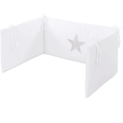 Babybay ® Nido De Pájaros Piqué, Aplicación Blanca Estrella Gris Perla Estrellas Blanco -Bebé Muebles Tienda babybay nido de pajaros pique aplicacion blanca estrella gris perla estrellas blanco a311630 3
