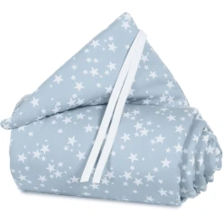 Babybay Protector Acolchado Mini/medio Azul Celeste, Estrellas Blancas