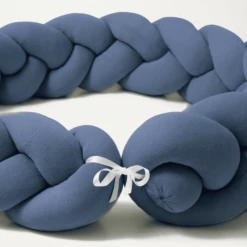 Nordic Coast Company Protector Para Cuna Trenza Jersey Blue -Bebé Muebles Tienda nordic coast company protector para cuna trenza jersey blue a316461 4