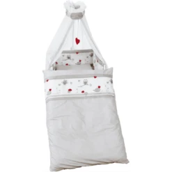 ROBA Juego De Cuna 4 Piezas Adam & Lechuza, Gris Blanco, Estampado