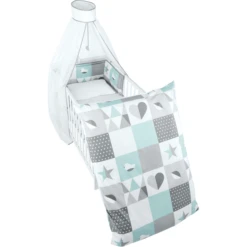Roba Set De Cama Para Niños 4 Piezas 100 X 135cm Happy Patch Menta